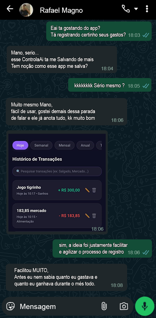 Depoimento Camila Santos - WhatsApp